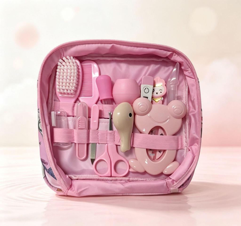 Cloth Baby 13piece Set Care Bag Nasal Aspirator Nail Clipper Cartoon Design Daily Cleaning Essentials
