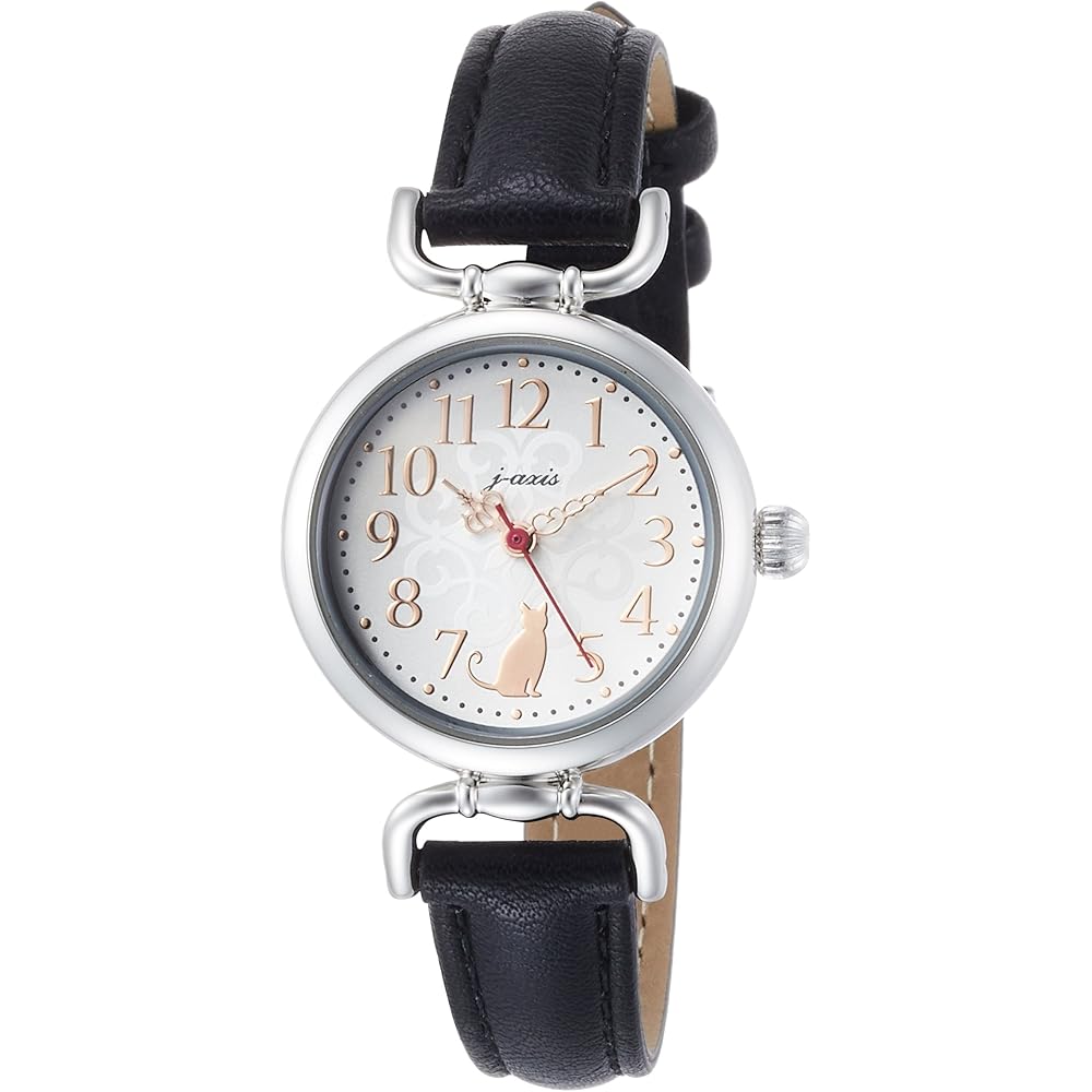 J-AXIS Retro Cat Design Antique Watch Black Animal Icon Timepiece