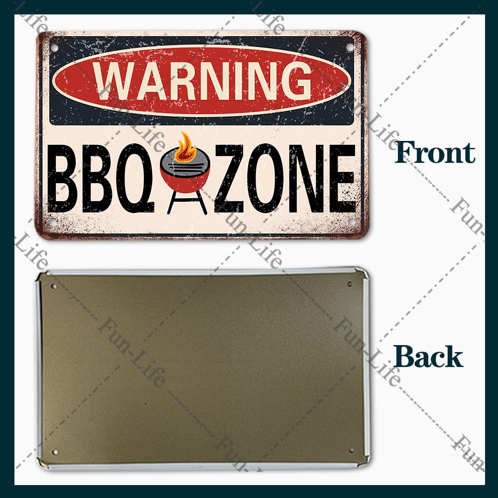 BBQ Warning Metal Tin Sign Oven Vintage Wall Decor Plaque Painting Barbecue Shop Restaurant Craft Pub Home Decor 20x30cm
