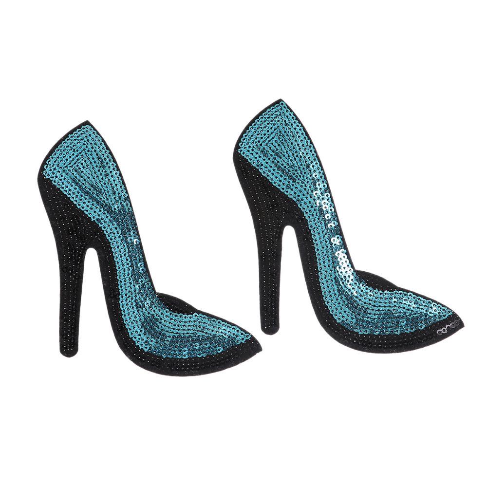 

1 пара заплаток для обуви на высоком каблуке, аппликация, железная нашивка с блестками для девочек, женщин, сумки для одежды