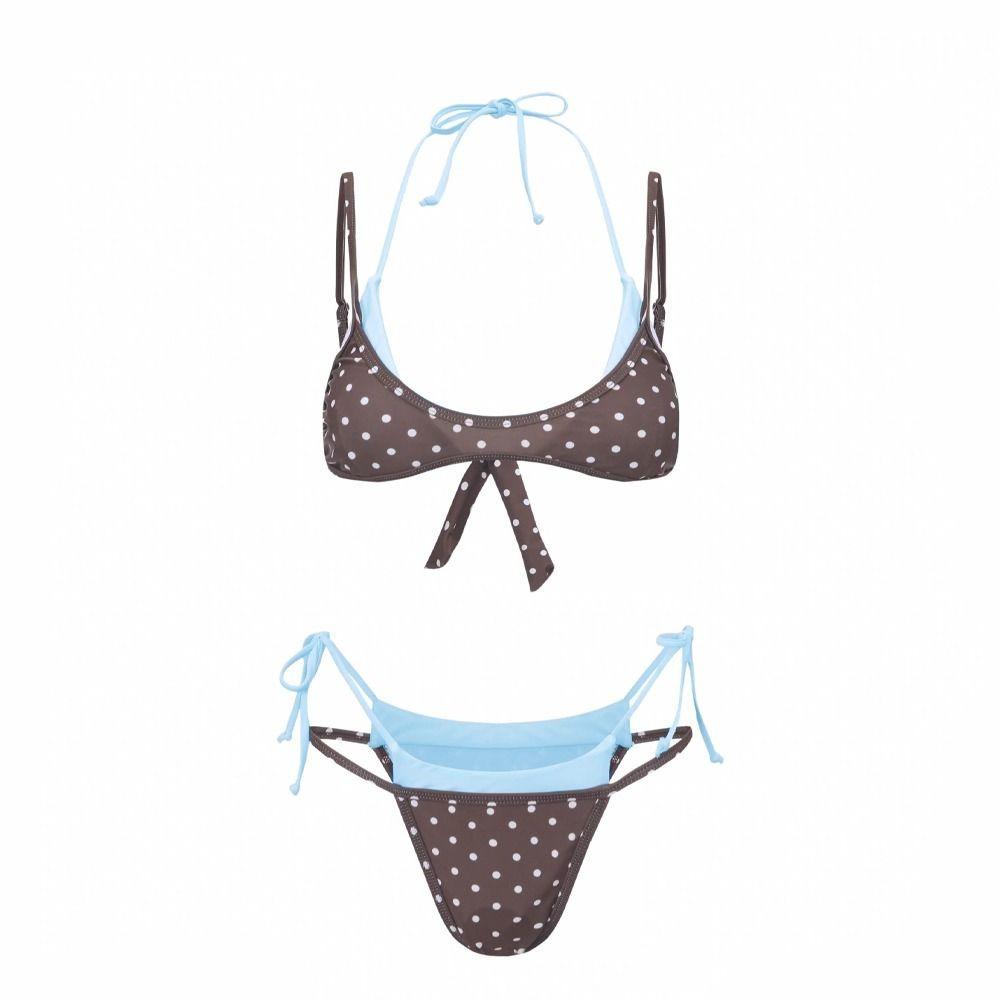 Deep V Ladies' Swimwear Low Waist Women Swimsuits New Halter Bikini Set Vacation