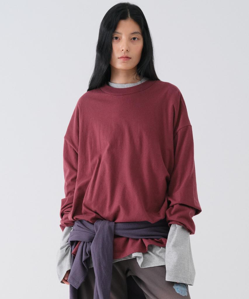 CENTAUR.KR Nep Oversize Long Sleeve_Burgundy