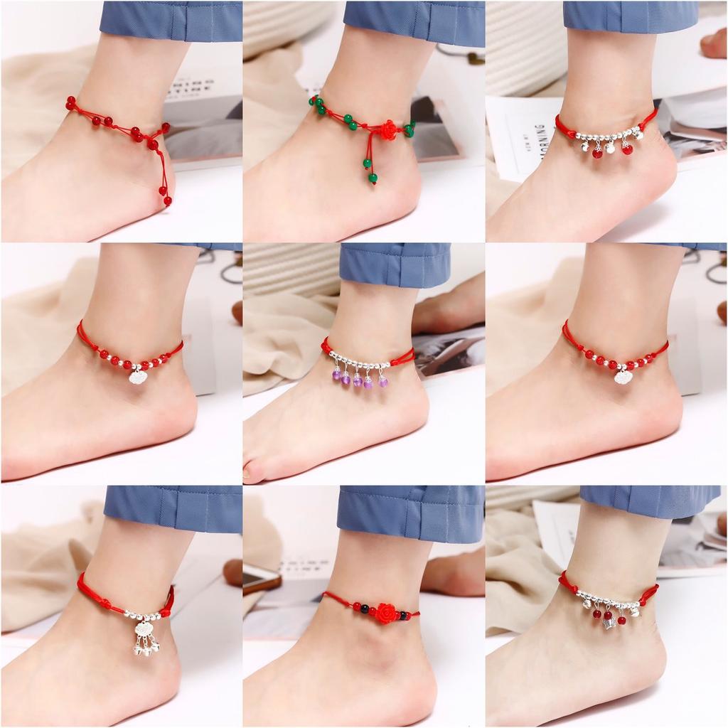 Jl61 Simple Bell Red Rope Anklet, Hand-Woven Ethnic Style Anklet Foot Decoration, Natal Year Anklet