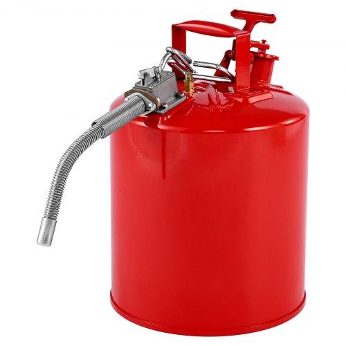 VEVOR Safety Gas Can, 19 L Type II Red Safety Can for Gasoline with Stainless Steel Flame Arrester, Self-Closing Lid, and Flexible Metal Spout