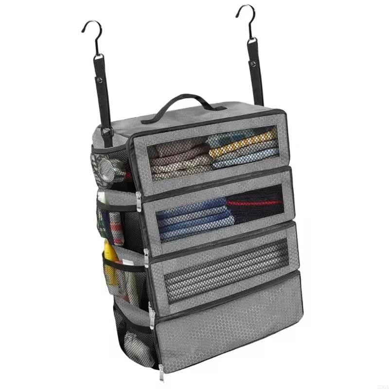 Large Capacity Hanging Travel Organizer Foldable Multi-Compartment Storage Bags Lightweight Multifunctional Clothing Storage Bag