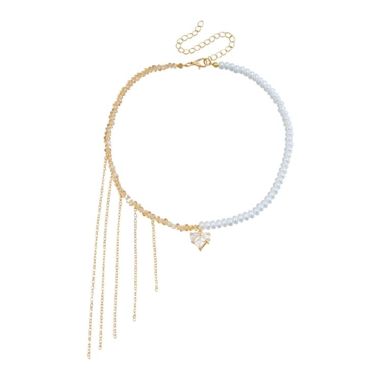 Bead Necklace Adjustable Length Necklace Charm Necklace Heart Pendant Necklace Alloy Texture for Matching Fashion Look 1