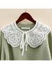 Womens Hollow Out Dragonfly White False Fake Collar Lolita Jacquard Floral Lace Big Shawl Necklace Short Poncho Capelet