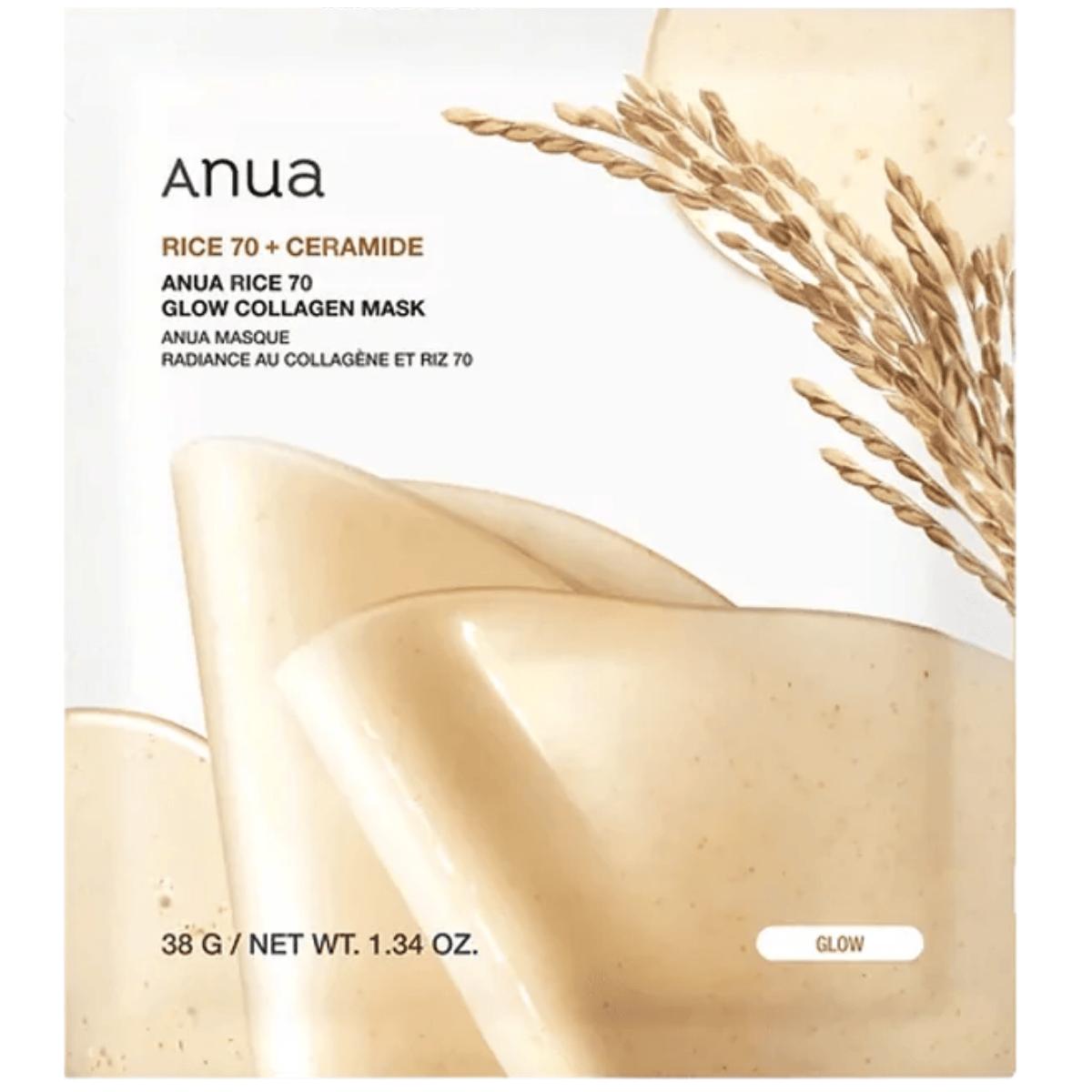 

Anua Rice 70 Glow Collagen Mask 38 g - collagen hydrogel face mask