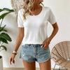 Top da Donna in Maglia a Maniche Corte Leggero Vestibilità Larga Casual Girocollo Pullover Morbido Camicia/Blusa Estiva