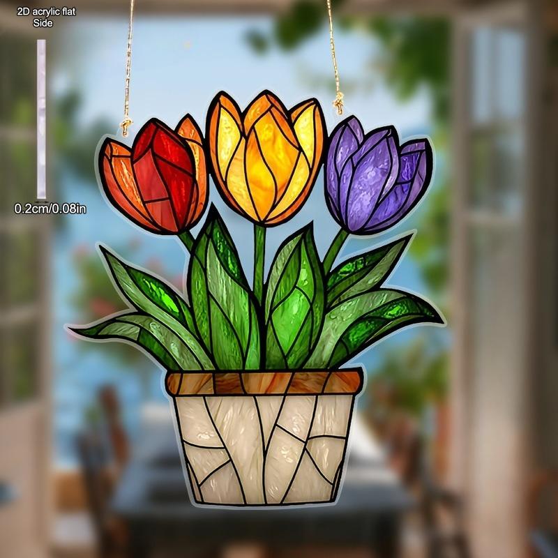 Acryl Blumentopf mit Solar-Fänger Farblicht-Sammler Fensteraufhängung Haus Schlafzimmer Dekor Einzigartiges Weihnachtsgeschenk, Sonnenfänger