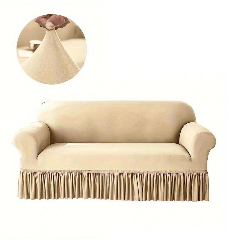 1 шт Эластичные чехлы на юбку для дивана для гостиной Все включено Чехол на диван Секционные мебельные накидки 1234 Сиденья 1 Seater 90-140 cm бежевый 7829₽