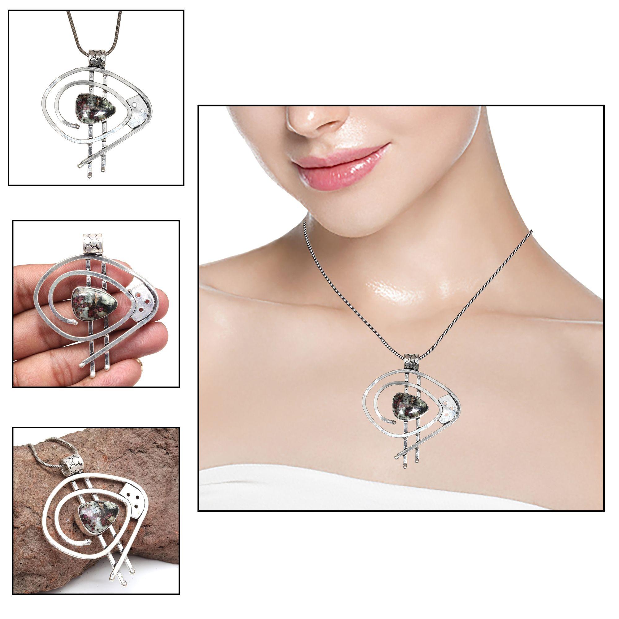 

Edulite Gemstone Unisex Women s Gift For Her Silver Jewelry Pendant 2.25