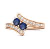 Blauer Saphir Bypass Ring - 925 Sterling Silber Roségold Vergoldet