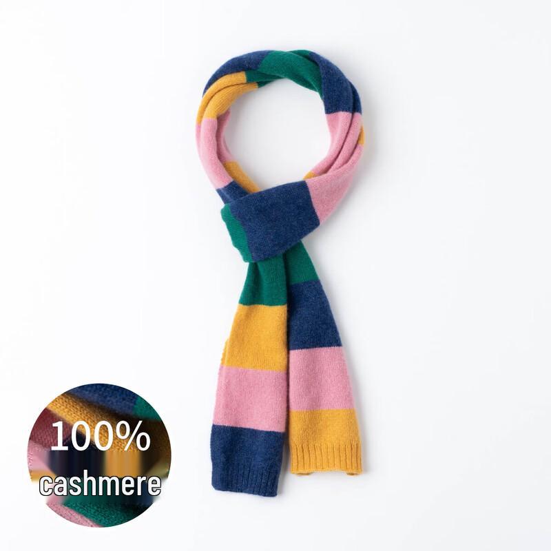 Sinuofude 100% Cashmere Spring Color-Block Scarf