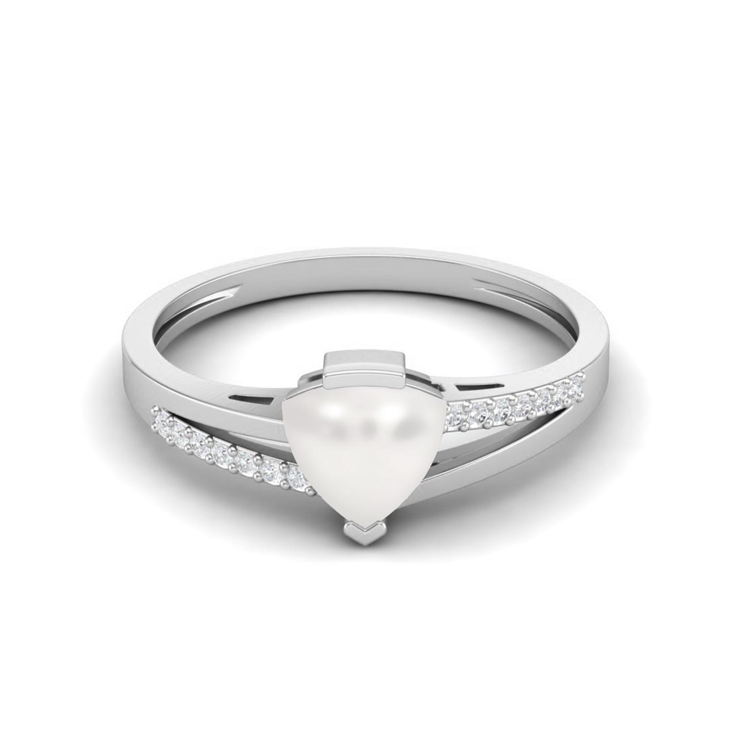 

0.98 Cts Trillion Shape Pearl 925 Sterling Silver Split Shank Engagement Women Ring 10 белый