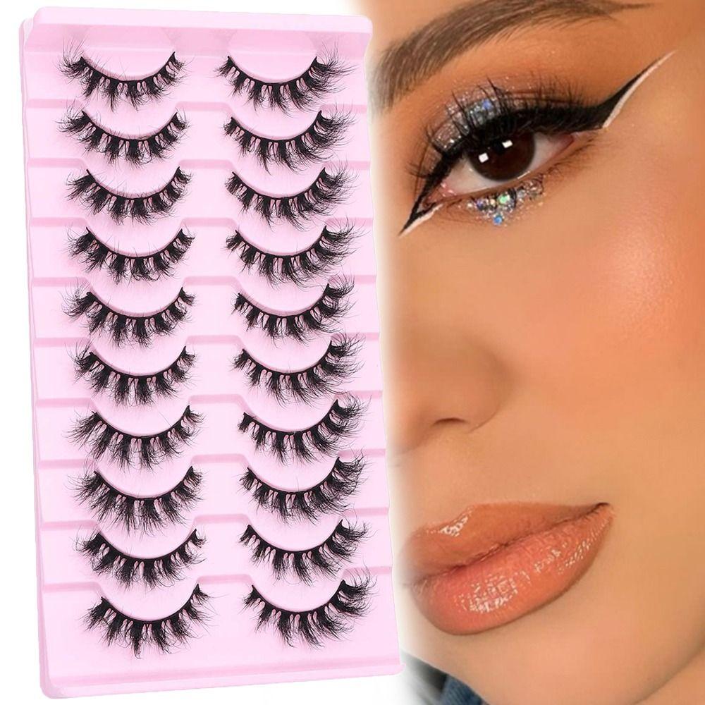 

Natural Long Faux Mink Lashes Fluffy Volume Eye Lashes 10 Pairs False Eyelashes Women