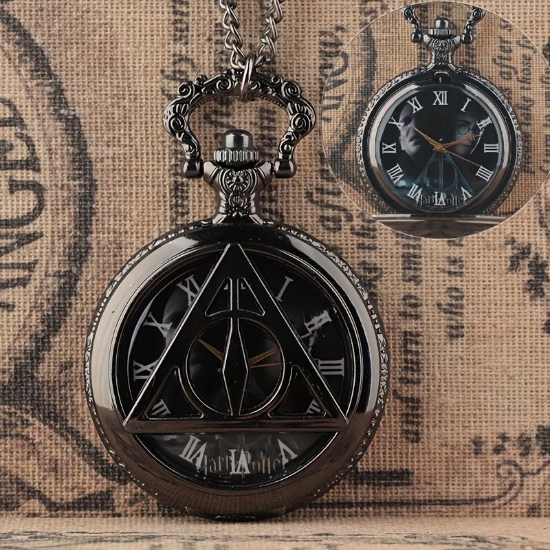 Vintage triangular hanging watch, large quartz pocket watch, Deathly Hallows classic vintage quartz pocket watch чёрный