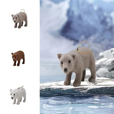 1Pc Simulated Polar Bear Mini Figurines Gift Ornaments Table Decorations Fake Animal Plush Miniatures