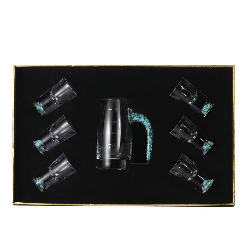 7pcs Baijiu Cup Set Crystal Glass Household Baijiu Wine Dispenser Small One Beaker Spirit Cup Wine Set Gift