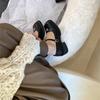 French Retro Shallow Mouth Square Head Mary Jane Small Leather Shoes Women's Shoes New Spring Casual Flat Shoes