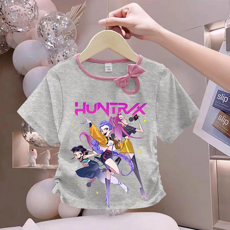 Girls' Fashionized Witch-Hunting Girl Group Top - Summer Children's Round-neck Short-sleeved Pure Cotton T-shirt