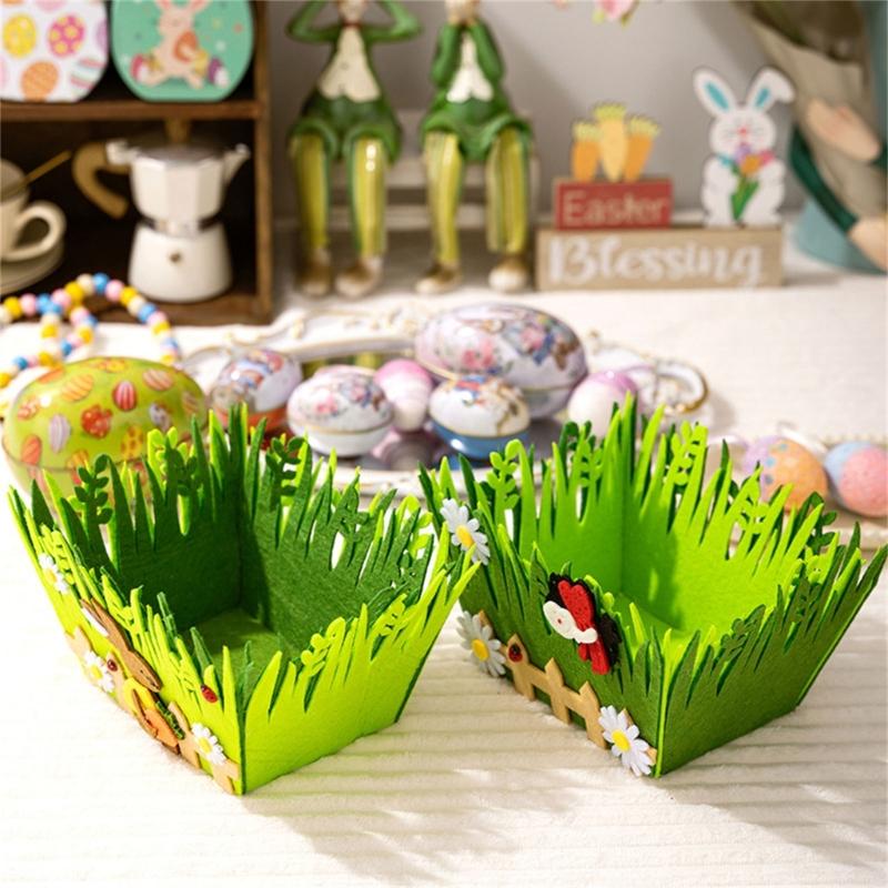 User Friendly Green Rabbit Basket Easters Celebration Decors for Easters Festivities Perfect for Kids and Family Gatherings