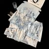 New Chinese Style Ice Silk Pajamas for Women: Cardigan Lapel with Retro Frog Button, Floral Design Home Wear.