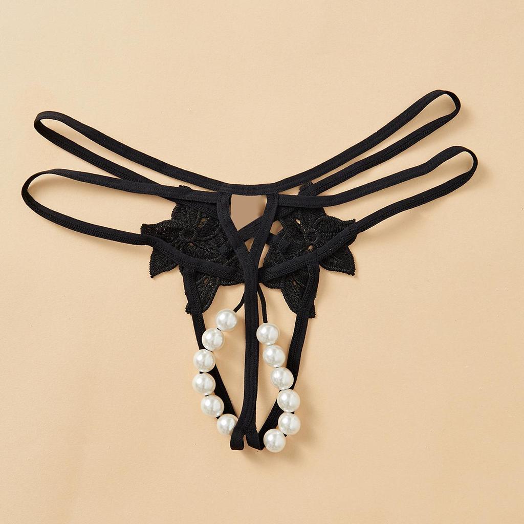 Double Row Pearl Thong - Women's Low Waist Plus Size Bikini Lingerie