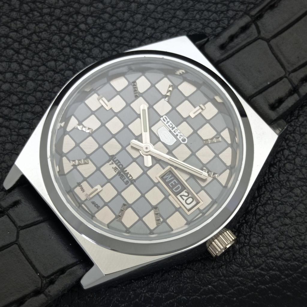 REFURBISHED SEIKO 5 AUTOMATIC MENS WATCH JAPAN MADE GREY DIAL CUSTOM a440042-2 QV90-a440042