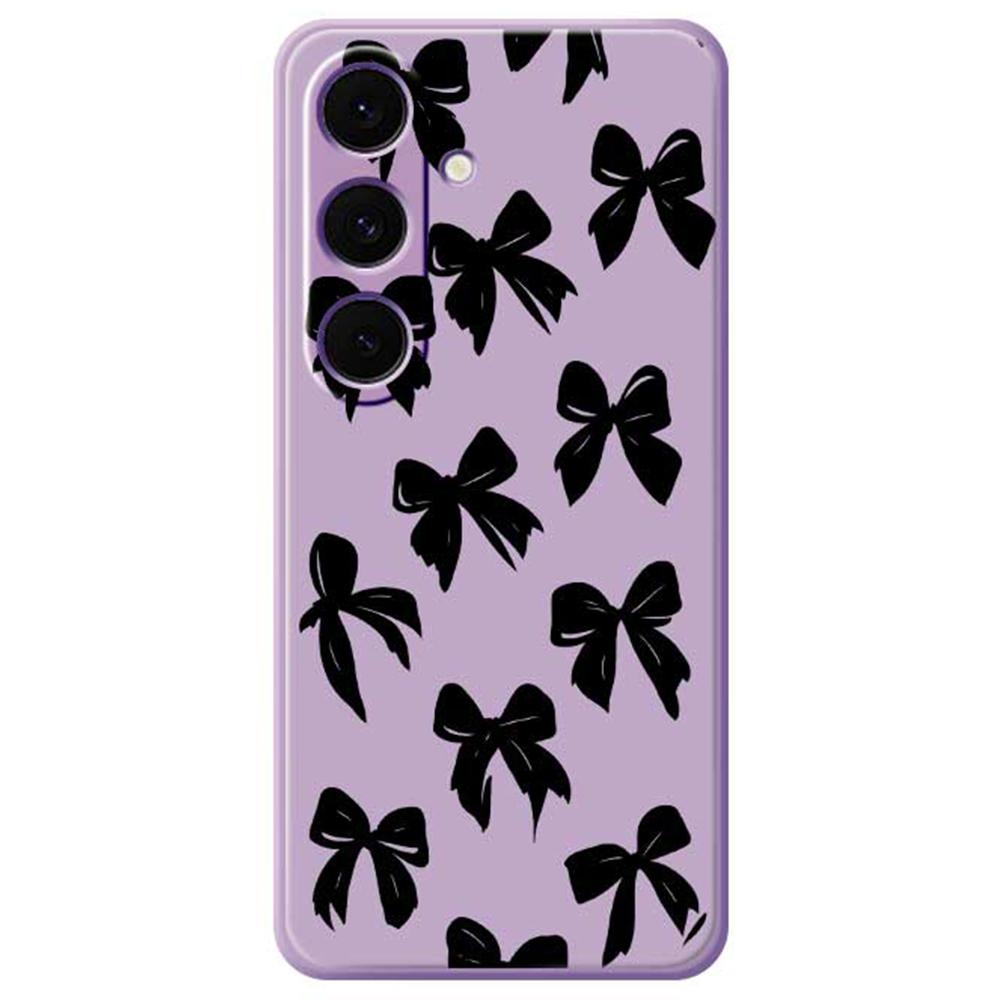 

For Samsung Galaxy S24 FE Case Black Bow Pattern Printing Straight Edge TPU Phone Back Cover C