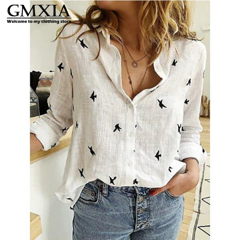 GMXIA Damska Moda Casual Rekreacyjna Bluzki i Koszule z Długim Rękawem z Kołnierzykiem POLO