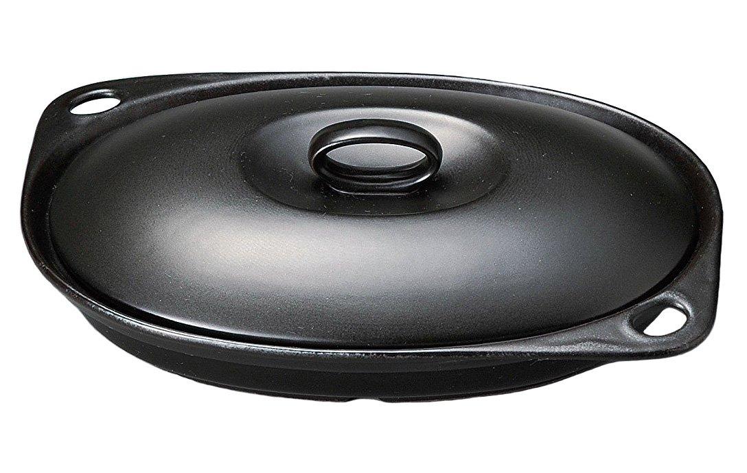 

Hanaka Department Store [Kitchen Utensils] Banko Ware Microwave Heating Plate with Lid, Black, 01-02