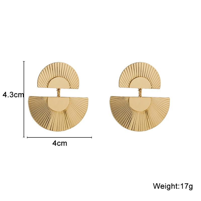 Double-layers Fan Shape Women's Hanging Earrings Uneven Semicircular Pendants Drop Earrings Hyperbole Ear Jewelry 2026 New