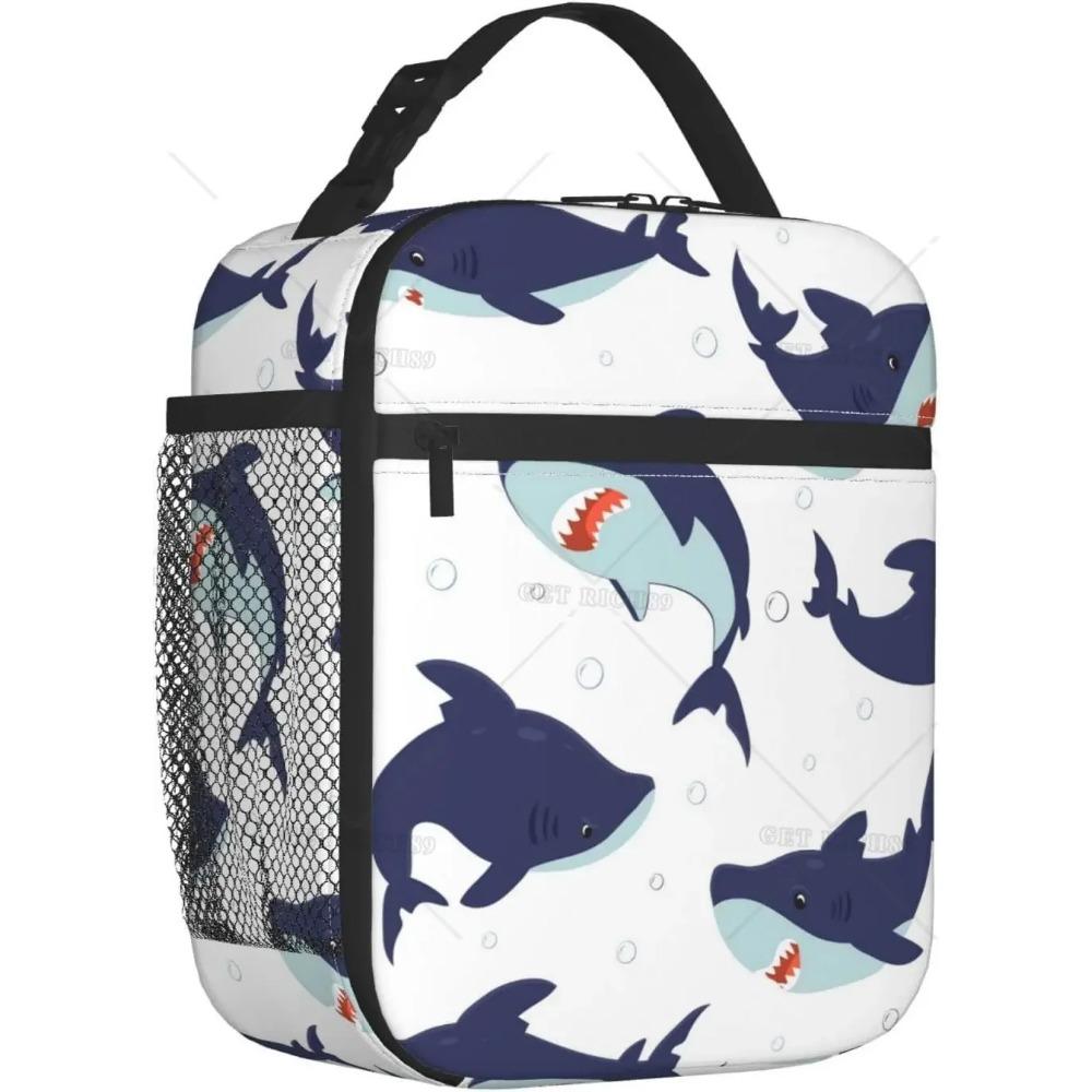 Shark Cute Underwater Animal Portable Lunch Bag for Women/Men Insulated Reusable Lunch Box for Office Work School Picnic Beach