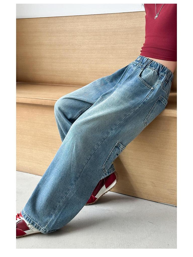 Mädchen Cartoon Straight Leg Wide Jeans - Frühling/Herbst 2025 Kollektion für große Kinder
