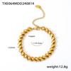18K Gold Plated Geometric Necklace & Bracelet Set - Copper, Hip Hop Style, Color Retention