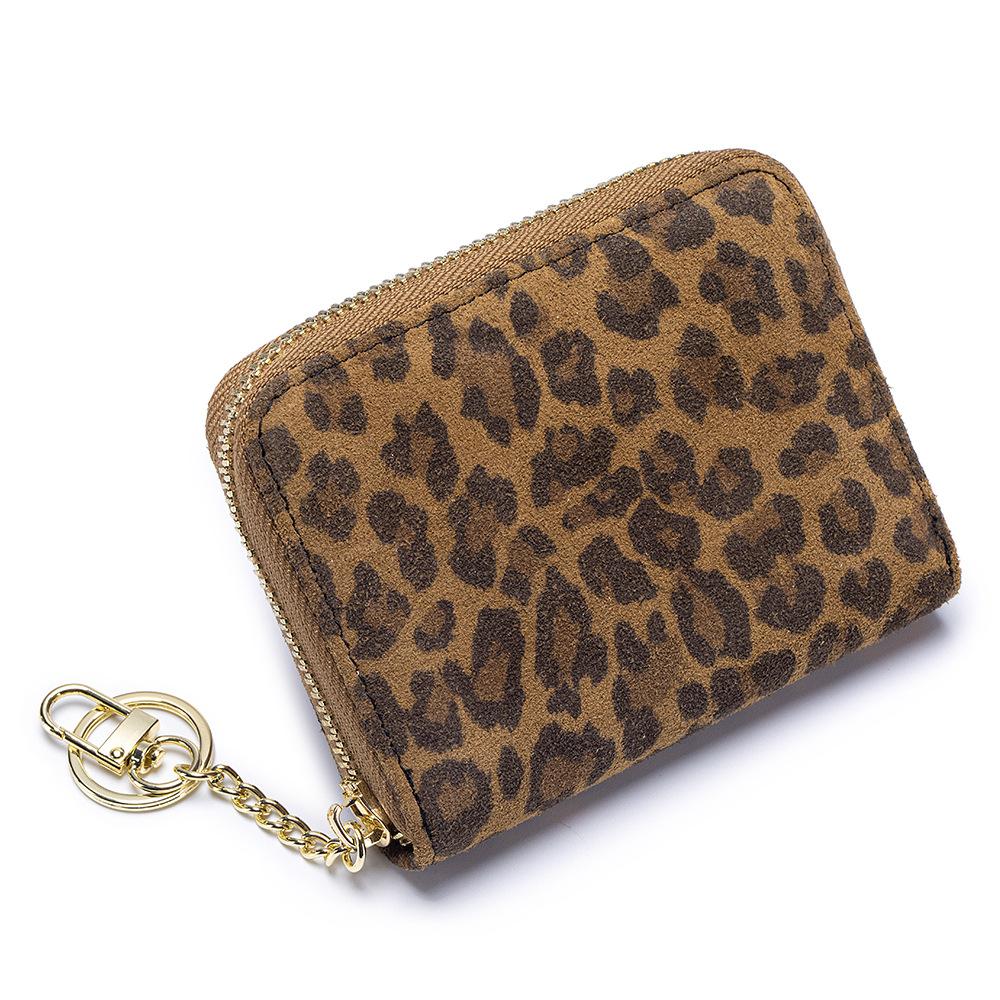 New Leopard Print Short Change Bag Hanging Bag, Women's Multi-functional Coin Storage Bag, RFID Zipper Card Bag.