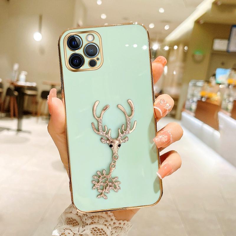 

Роскошный чехол для телефона с 6D покрытием и кристаллами рога для Realme GT Master GT Neo3 Realme 8i 9 Pro C30 VIVO V25 VIVO V23E OPPO Reno, мягкий противоударный чехол из ТПУ