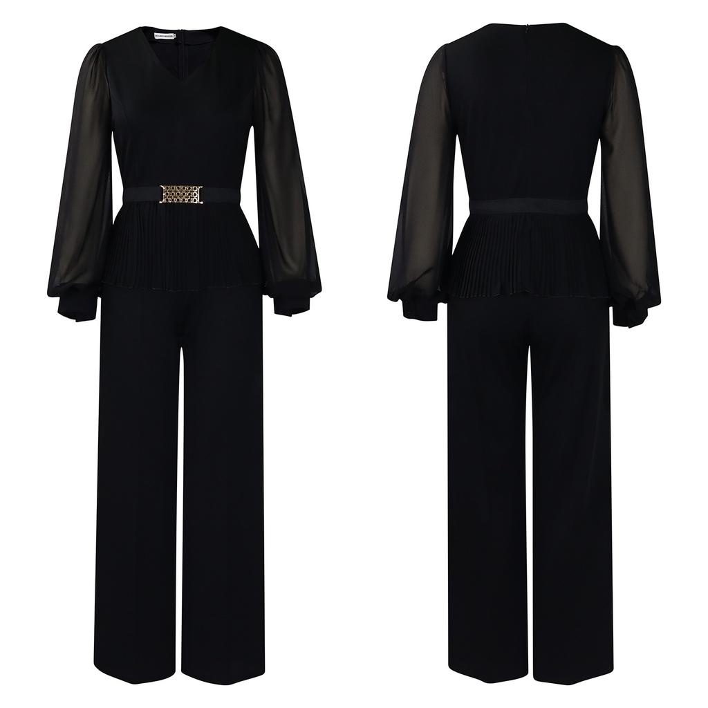 Traje de dos piezas con pantalones anchos y manga larga para mujer, nuevo estilo