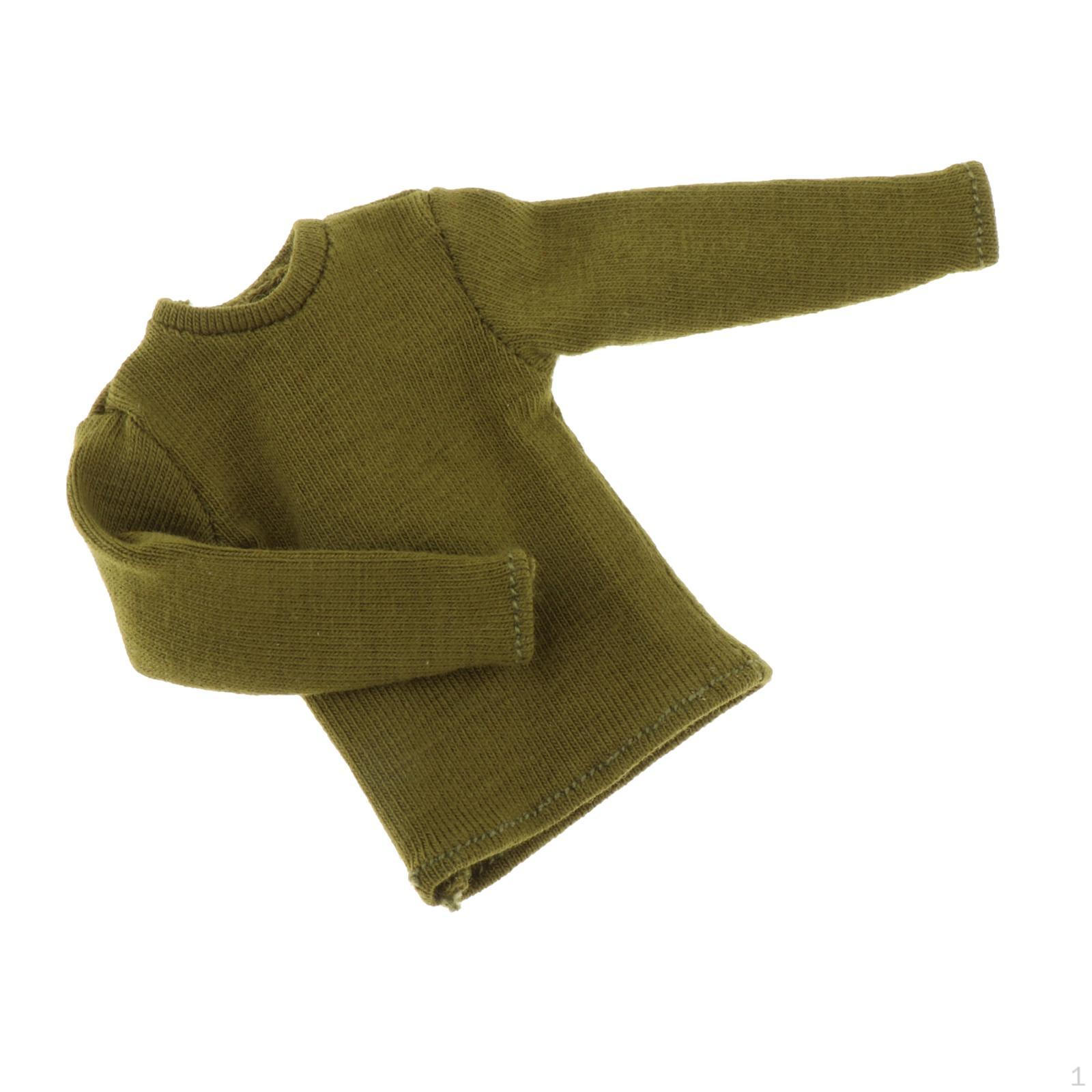 

1/12 Мужская футболка с длинным рукавом Одежда для 6-дюймовой куклы Модель Аксессуары Green