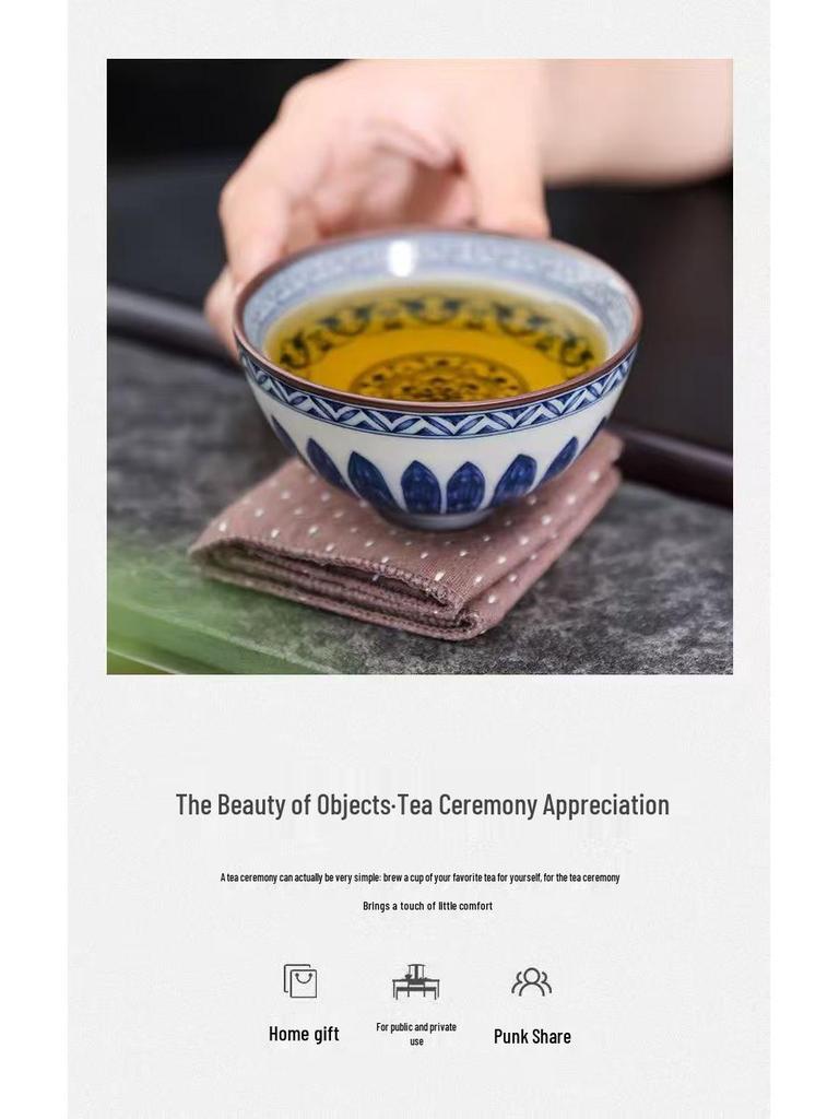 Hand-Painted Blue and White Porcelain Retro Tea Cup