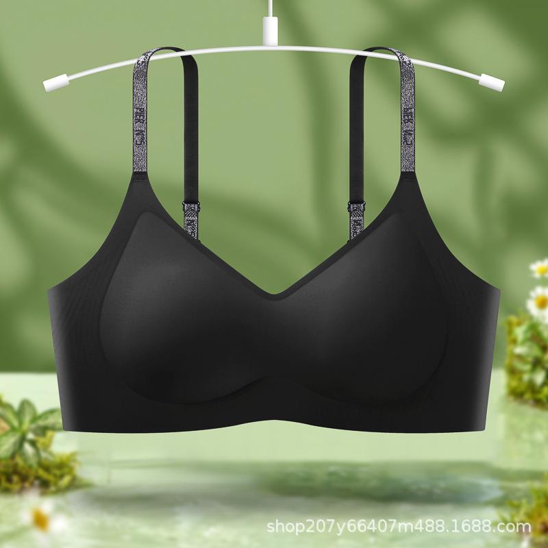 

Бесшовное нижнее белье женское собирающее летнее тонкое приподнимающее трехмерная чашка, красивая поддержка спины, от вторичных молочных желез, бюстгальтер с покрытием против провисания 2XL size = 40/90 ABC cup (140-160) чёрный