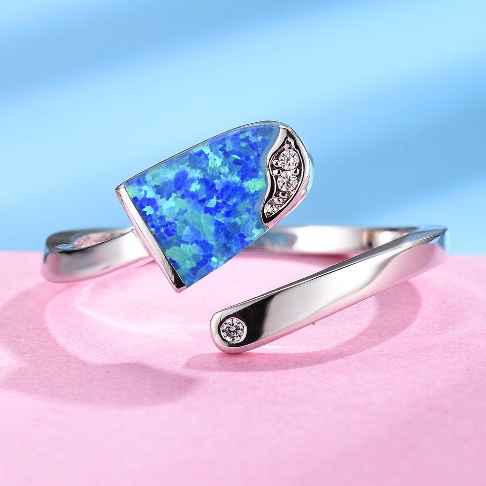 

Blue popsicle semi-oval minimalist open ring adjustable open ring