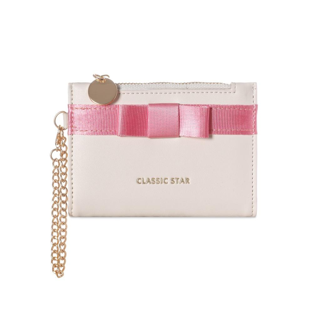 

Fashion Bow Short Wallet Portable Chain Coin Purses Multifunctional Credit Card Bag Female белый