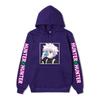 Hunter X Hunter Drinking Killua Hoodie Japanese Name Purple Letter Sleeve Anime Hooded Pullover Sweatshirt