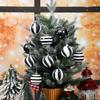 24 Weihnachten Schwarz Weiß Kugel Party Baum Dekorationen Kunststoff Bemalte Ornamente 6cm Gestreifte Punkt Hängende Kugeln