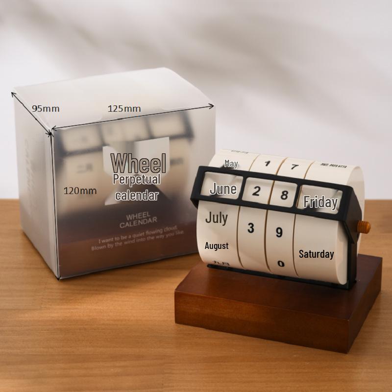 Vintage otočný věčný kalendář Stolní ozdoba