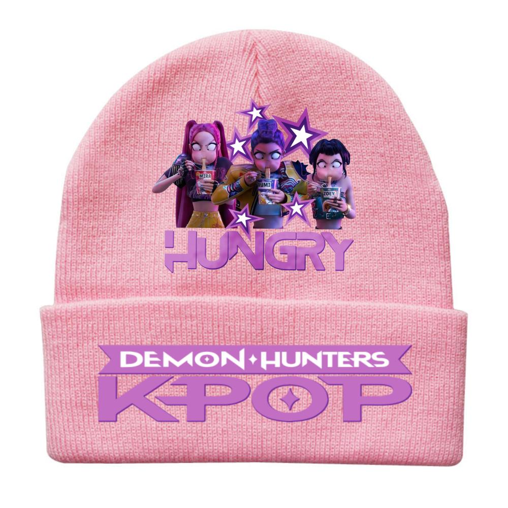Kpop Demon Hunters Children Knit Beanie Cute And Charming Cartoon Printed Warm Cap Designed for Girls Fall Season Cold Season Outdoor Sports Birth