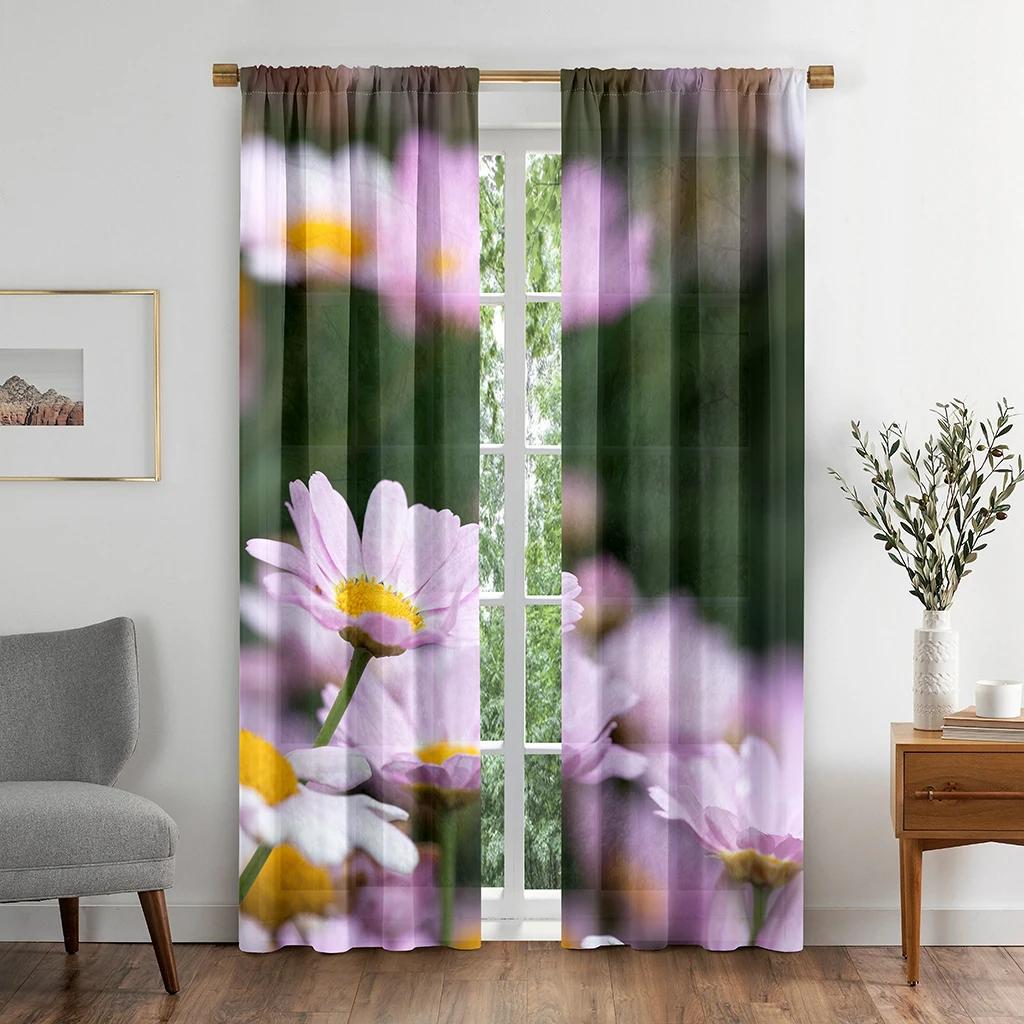 Daisy Flower Blackout Curtains for The Bedroom Window Fabric Curtain for Living Room Left and Right Biparting Open High Shading