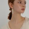 Natural freshwater pearl earrings Long Baroque irregular pearl retro temperament Simple line stud earrings Silver needle